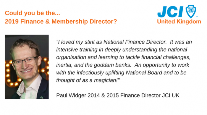Could you step up and be the 2019 Finance and Membership Director for JCI UK?